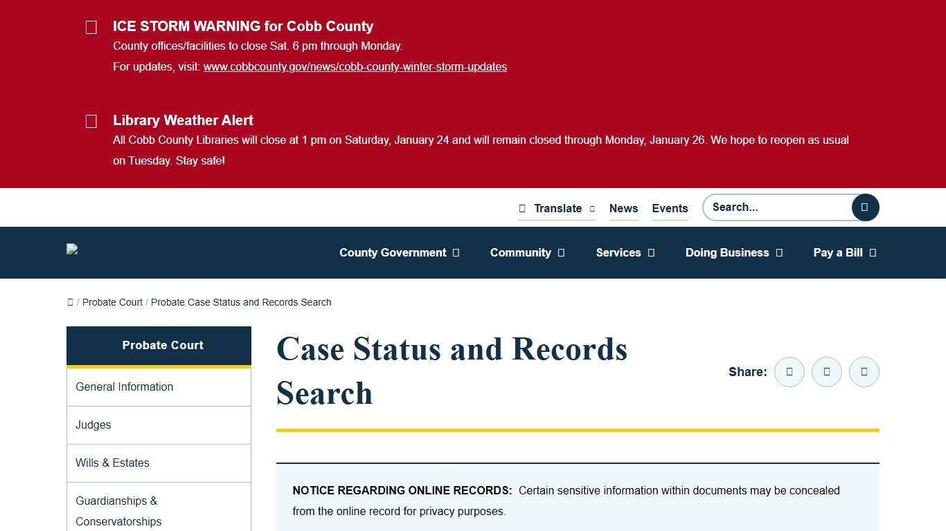 Case Status and Records Search Cobb County Georgia